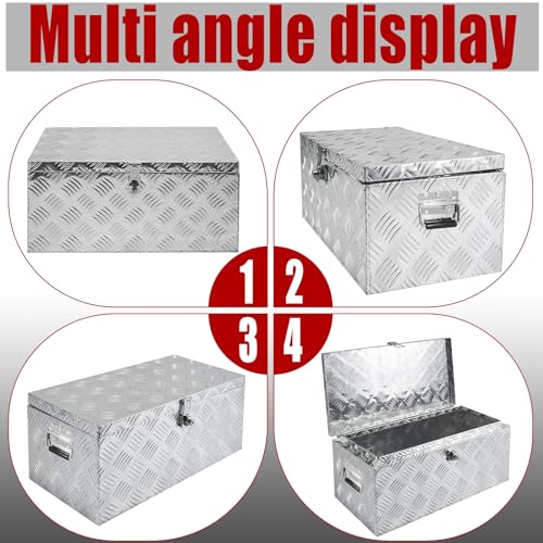 32x12x14 Inch Heavy Duty Pickup Storage Box Diamond Plate Portable Toolboxes Aluminum Underbody Truck Tool Box with Buckle Lock and Keys Suitable for Truck Bed Pickup RV Trailer - size: 32" L x12" W x14" H