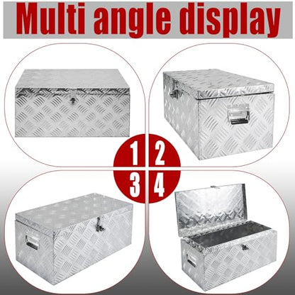 32x12x14 Inch Heavy Duty Pickup Storage Box Diamond Plate Portable Toolboxes Aluminum Underbody Truck Tool Box with Buckle Lock and Keys Suitable for Truck Bed Pickup RV Trailer - size: 32" L x12" W x14" H