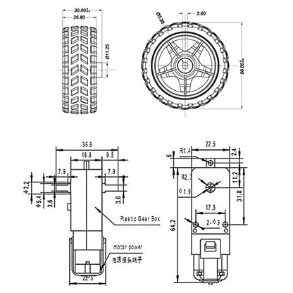 DIANN 4 Sets DC Gearbox Motor TT Motor 200RPM Tire Wheel DC 3-6V 1:48 Male Connector with 2pcs L298N Motor Drive Controller Board and Cables M/F M/M F/F - style: 4 Sets Motor with L298N