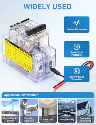 DIHOOL 30A DC Circuit Breaker with Remote Control, 12V-400V DC & 90-400V AC, 2 Pole Miniature Circuit Breaker, DIN Rail Mount Disconnect Switch