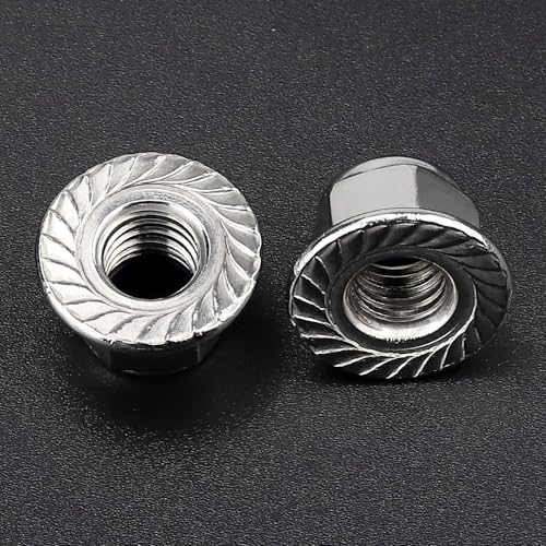 M3-0.5 (50 Pack) Hex Flange Locknuts, Serrated Flange Washer, Stainless Steel 304 (18/8) - size: M3-0.5