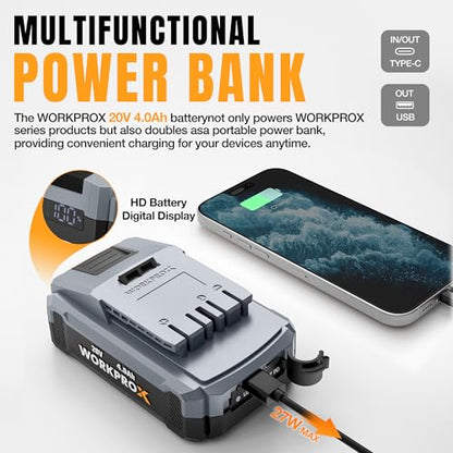 WORKPROX 20V Brushless Cordless Rotary Hammer Drill