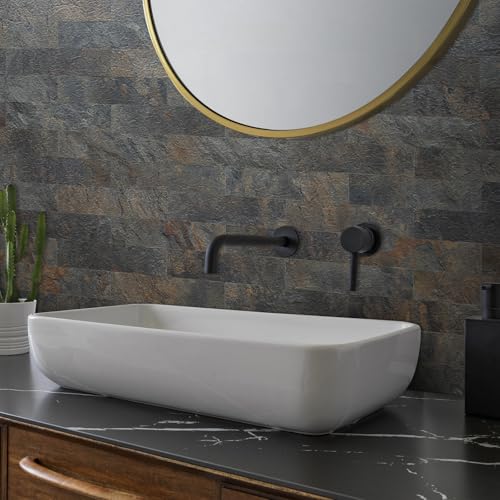 AULIGET 40-Piece Rust Slate Peel and Stick Backsplash Wall Tiles, 3" x 12" PVC Faux Stone Stick on Tiles for Backsplash Kitchen, Bathroom, Laundry Room, Camper, Fireplace - color: Rust Slate, size: 40 Pieces, 3"x12"x0.12"