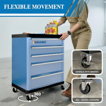 LARBANKE 5-Drawer Rolling Tool Chest with Wheels,Lock&Key,Blue Tool Cabinet - color: Blue, size: 5 drawer tool chest