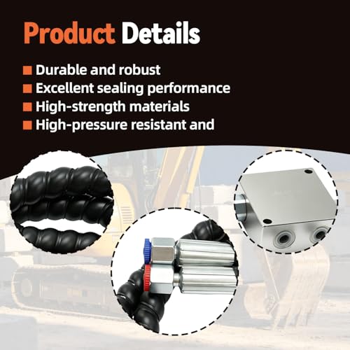 New Mini Excavator Cushion Valve Kit Fit for Mini Excavator Swivel Motor, Compatible with Most Mini Excavators & Equipment with 1/4” Hydraulic Hoses & M14×1.5 Threaded Ports, Angled Hole