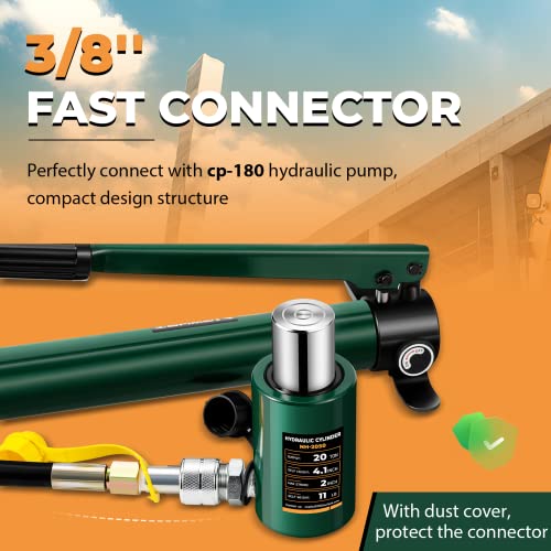 Newhai 20T Hydraulic Ram Kit & CP-180 Pump with Pressure Gauge, 2" Stroke - style: 20 ton Jack+cp180 Pump