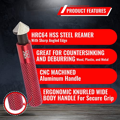 AFA Tooling 90-Degree Countersink Hand Reamer, HRC64 HSS, Knurled Handle - style: Countersink Reamer