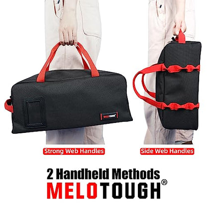 MELOTOUGH Tool Tote Bag Canvas Tool Storage Bag Combo Kit-Includes 1 Medium & 1 Big Toolbag for Electrician,Mechanic,Construction,HVAC (Black) - color: A-Black & Black