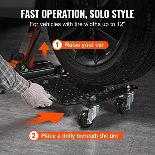 VEVOR Car Wheel Dolly, 6000 lbs/2722 kg Car Moving Cart with Brakes, Set of 4 Piece, Heavy-Duty Vehicle Dolly, Moving Cars, Trucks, Trailers, Motorcycles, and Boats - size: 4 Pack, style: 6000 LBS，4 Pack