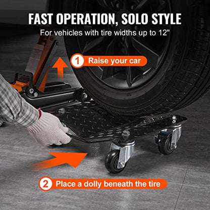 VEVOR Car Wheel Dolly, 6000 lbs/2722 kg Car Moving Cart with Brakes, Set of 4 Piece, Heavy-Duty Vehicle Dolly, Moving Cars, Trucks, Trailers, Motorcycles, and Boats - size: 4 Pack, style: 6000 LBS，4 Pack