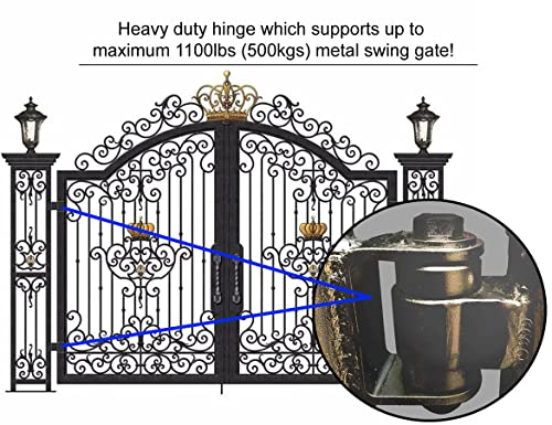 Heavy Duty Two Sealed Bearing Gate Hinge Weld onto The Gate for Welding on Larger Iron or Steel Vehicular Pedestrian Gates, Adjustable Yoke Pivot Bearing Gate Hinge (Sold as a Pair)