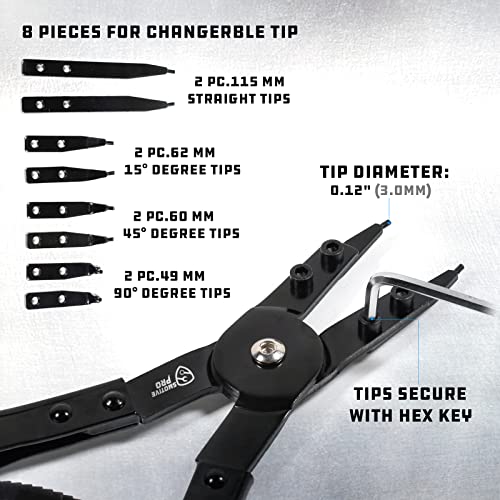 SMOTIVEPRO 16" Snap Ring Pliers Set，2 Piece Internal and External Snap-Ring Pliers Tool Set Heavy Duty, Retaining Ring With Replacement Tips