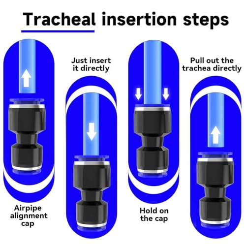 30-PACK 1/2" OD x 1/4" OD Straight Push to Connect Fittings,Reducer Union/Coupler PG1/2-1/4 Pneumatic Quick Connect Air Line Push Lock Hose Fittings - size: 1/2"OD x 1/4"OD/BLUE