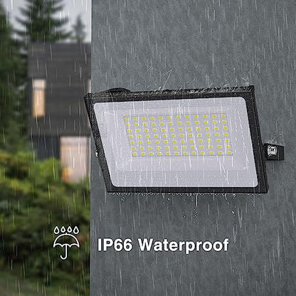 Onforu 80W Flood Lights Outdoor,8000lm Bright LED Work Light with Plug,Daylight White LED Flood Lighting, IP66 Waterproof Security Yard Lights for Garage Stadium 2 Pack