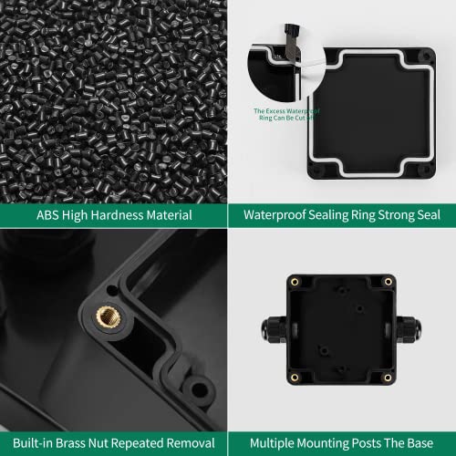 ABS IP67 Waterproof Dustproof Electrical Junction Box, with 15A 600V Barrier Terminal Cable Connector, 1IN/1Out Power Junction Box（2.48 * 2.28 * 1.37in） - size: 1T1 2.48" x 2.28" x 1.37"