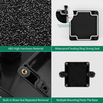 ABS IP67 Waterproof Dustproof Electrical Junction Box, with 15A 600V Barrier Terminal Cable Connector, 1IN/1Out Power Junction Box（2.48 * 2.28 * 1.37in） - size: 1T1 2.48" x 2.28" x 1.37"