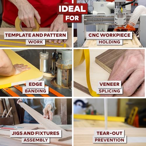 XFasten Double Sided Woodworking Tape 1 Inch x 108 Feet (3-Pack), Residue-Free, Removable Double Sided Woodworking Masking Tape for Wood Template, Mounting Boards MDF Edge Banding, Routing, Anchoring - size: 1 Inch x 36 Yards (3 Pack)
