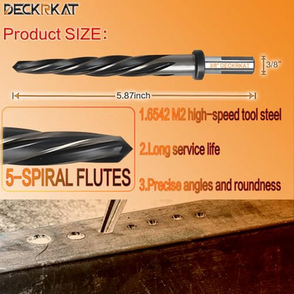 3/8" Reamer Drill Bit for Metal, M2 HSS Taper Reamer for Steel, Alloy, Wood, Plastic to Align, Enlarge Holes – 5-Spiral Flutes,3/8" Non-Slip Shank, 10mm Car Reamer, Bridge Construction Reamer - size: 3/8 in
