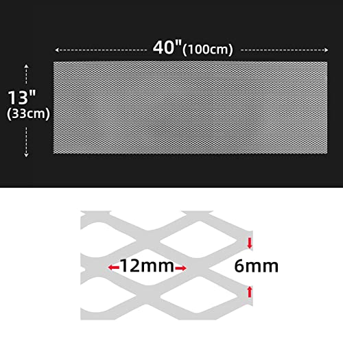 AggAuto Universal 40"x13" Car Grill Mesh 6x12mm Rhombic Hole White - size: 6x12mm Rhombus - White