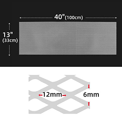 AggAuto Universal 40"x13" Car Grill Mesh 6x12mm Rhombic Hole White - size: 6x12mm Rhombus - White