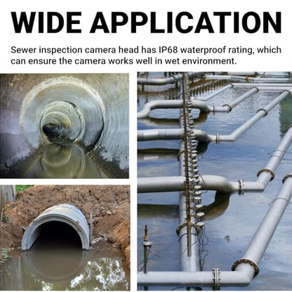 LiebeWH Pipeline Inspection Camera IP68 Waterproof Sewer Drain Scope with 12 LED Lights for Pipe Wall Defect Clear View