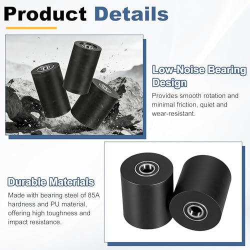 uxcell 2Pcs Plastic Roller Wheel with Bearings 3/8" x 1-3/16" x 1-3/16" - size: 3/8" x 1-3/16" x 1-3/16" (ID x OD x L)