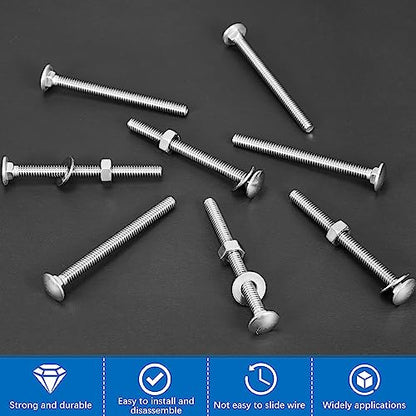 Zonon 50 Sets 1/4-20 x 3 Carriage Bolts and Nuts Kit,Silver - color: Silver, size: 1/4-20 x 3"