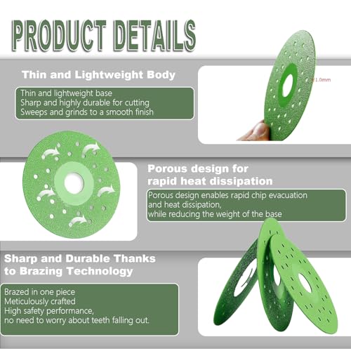 5Pcs Premium 4.5 Inch Diamond Cutting Disc for Angle Grinder - Ultra-Thin, Chip-Free, and Versatile for Tile, Marble, and Glass Cutting