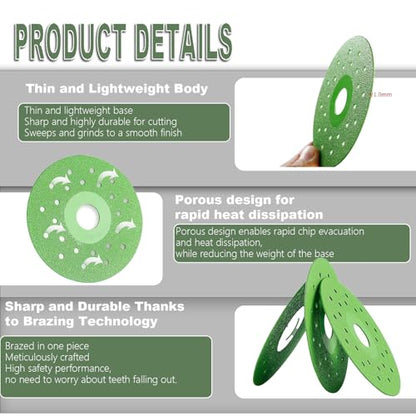 5Pcs Premium 4.5 Inch Diamond Cutting Disc for Angle Grinder - Ultra-Thin, Chip-Free, and Versatile for Tile, Marble, and Glass Cutting
