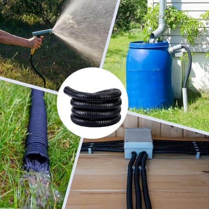 MAYJOYDIY 3/2Inch Black Metal Conduit Pipe PVC Galvanized Steel Metal Conduit Pipe Flexible Wire Loom Tubing for Automotive Home Office and Industrial Wiring & Cable Protection, 9.8ft - size: 9.8FTx1.48"