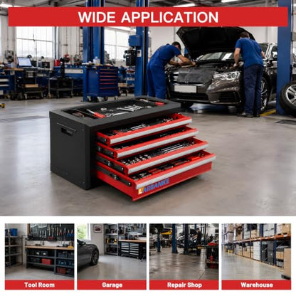 LARBANKE 9-Drawer Rolling Tool Chest with Wheels,Lockable Tool Cabinet - color: Red, size: 9 drawer tool chest