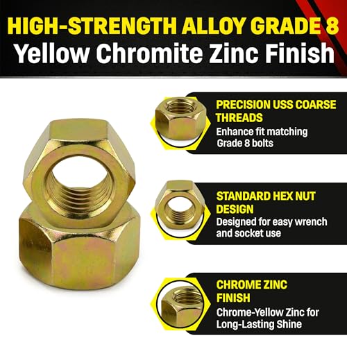 Chenango Supply 5/8-11 Grade 8 Hex Nuts Alloy Steel Heavy Duty Nuts - size: 5/8-11 Hex Nut
