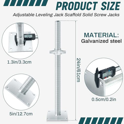 Zonon 4 Pack 24inch Adjustable Leveling Jacks for Scaffolding - size: 24 Inch