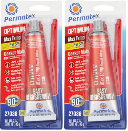 Permatex 27038 Optimum Red High Temperature Gasket Maker, 3 oz (Pack of 2) - size: 3.35 Fl Oz. (Pack of 2), style: Optimum