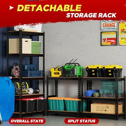 BestOffice 5-Tier Heavy Duty Storage Shelving Unit, 1650 LBS Adjustable Metal Garage Rack, 27.6" W X 11.8" D X 60" H, MDF Shelves for Garage Basement Kitchen, Black - size: 28"W x 12"D x 60"H