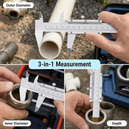 Stainless Steel Digital Caliper, 0-150mm / 0-5.91in Measuring Tool, 0.02mm Precision for DIY and Household Use