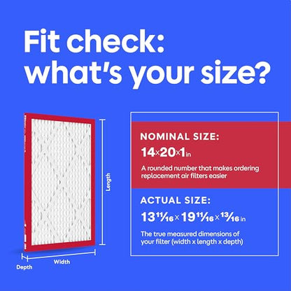Filtrete 14x20x1 Air Filter, MERV 11, MPR 1000, Allergens & Pet Dander, 3-Month AC and Furnace Filters, Cleaner Air, Reliable Airflow, 2 HVAC Filters (Actual Size 13.68 x 19.68 x 0.81 in) - size: 14x20x1