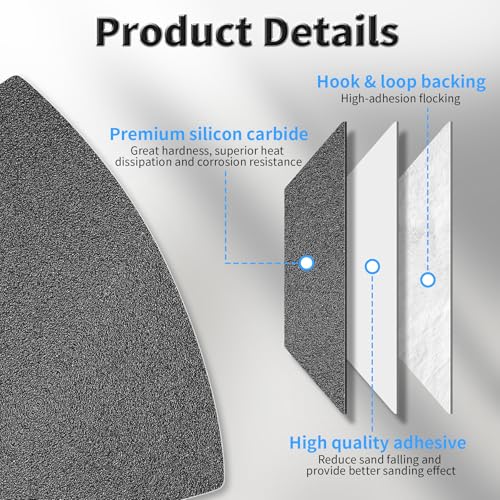 12 Pcs Detail Sander Sandpaper, 320 Grit Triangular Sandpapers - size: 320 Grit