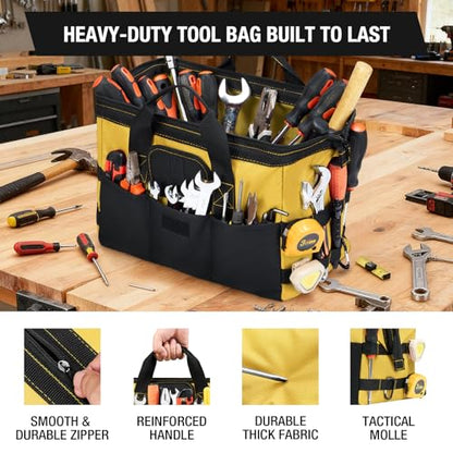 HISEA 3 Pack Heavy Duty Tool Bag, 16-Inch Waterproof Tools Organizer Tote - color: Navy, Yellow, Red, size: 16 Inch