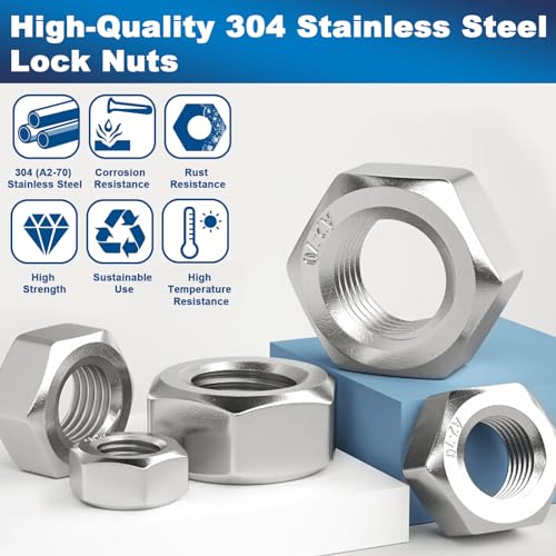 ZQZ 370 Pcs Metric Hex Nuts Assortment Kit Stainless Steel (M2-M12) Nut Set - size: Metric Hex Nuts Assortment;370 PCS