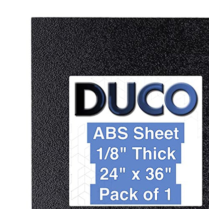 Duco ABS Plastic Sheet 1/8" (3mm) Thick 24" x 36" - 1 Pack of USA-Made Textured & Matte ABS Black Sheet - Heat Moldable Plastic Panel for Home Decor, Crafts, Robotics, DIY Projects and Industrial - size: 24" x 36"
