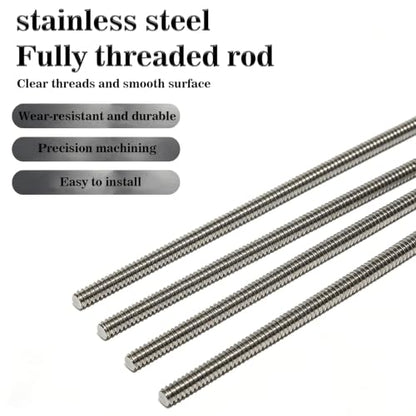 304 Stainless Steel Fully Threaded Rods, 1/4"-20 Thread Size, 4 Pcs