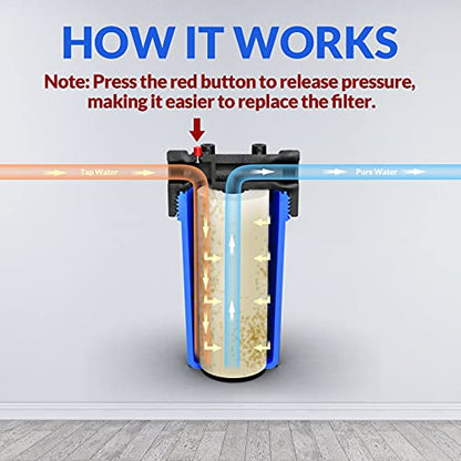 SimPure DB10P 10" *4.5" Whole House Sediment Water Filter Housing - size: 1 Count (Pack of 1), style: System (10 Inch x 4.5 Inch)