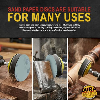 Dura-Gold Premium 3" Gold Hook & Loop Sanding Discs - 1500 Grit (Box of 30) - size: 1500-Grit