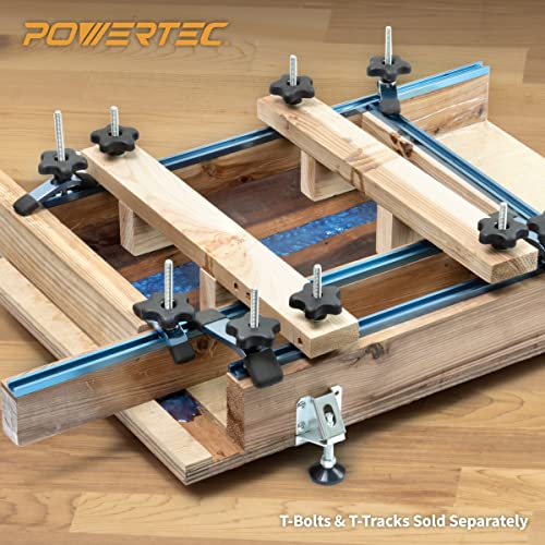 POWERTEC 5 Pack 5/16"-18 5 Star Knobs, Threaded Clamping Knobs for T Track & Table Saw Accessories, Featherboard, Woodworking Jigs on Miter Saw, Router Table, Drill Press (71071) - style: 5/16", 5-Star