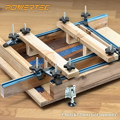 POWERTEC 5 Pack 5/16"-18 5 Star Knobs, Threaded Clamping Knobs for T Track & Table Saw Accessories, Featherboard, Woodworking Jigs on Miter Saw, Router Table, Drill Press (71071) - style: 5/16", 5-Star