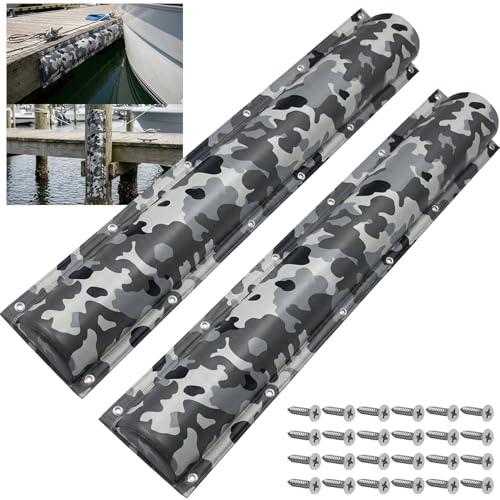 Dock Bumper,Semicircle Dock Bumper Guard with Stainless Steel Screws,Boat Dock Bumper,Dock Bumpers Marine for Docking Edges, Piling, Vertical Poles, Horizontal Decks or Piers(2Size,4Color) - color: Camo Grey, size: 58Inch-2Pack