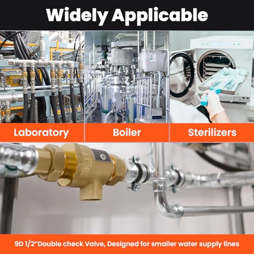 1/2" 9D-M3 Backflow Preventer, Brass Dual Check Valve with Intermediate Atmospheric Vent, 1/2 Inch back flow preventer valve Female Union, Vertical or Horizontal Install - size: 1/2 Inch