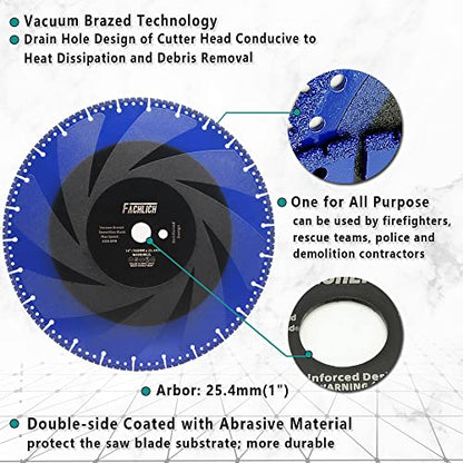 14" Metal Cutting Blade 350mm Diamond Cut Off Wheel All Purpose Heavy Duty for Stainless Steel Rebar Metal Reinforced Concrete - size: 14"/350mm