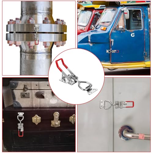 2 Pack 4003 Toggle Latch Clamp, 304 Stainless Steel Adjustable Toggle Latches With Lock Hole, High Loading Capacity Heavy Duty Toggle Clamp for Smoker Lid Jig, ToolBox Case